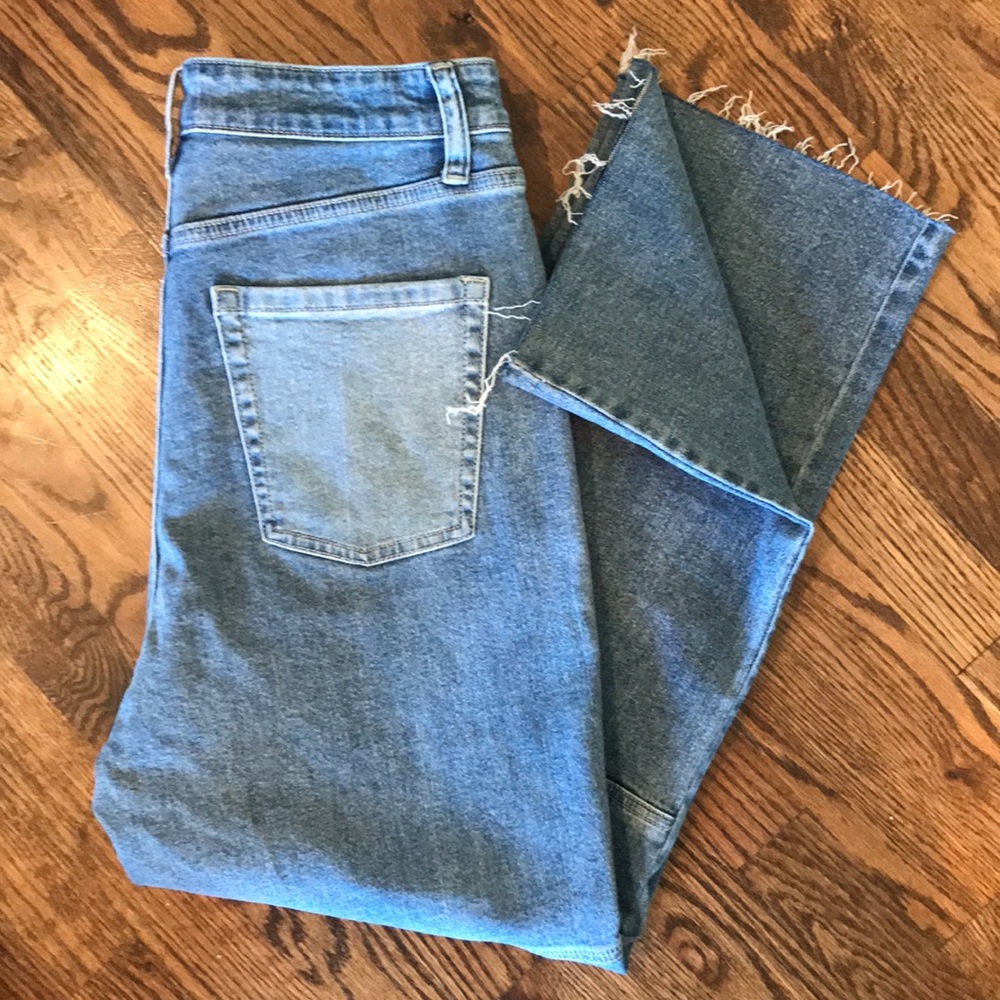 Wild Fable High Rise Straight Button Up Raw Hem Jeans